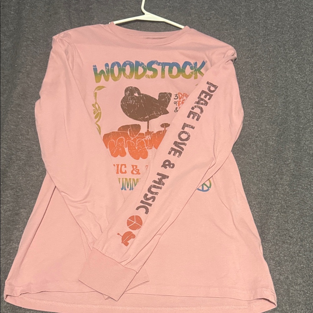 Woodstock “3 Days of Peace & Music” Long Sleeve Tee — Pink Paradigm (S) - Picture 5 of 8